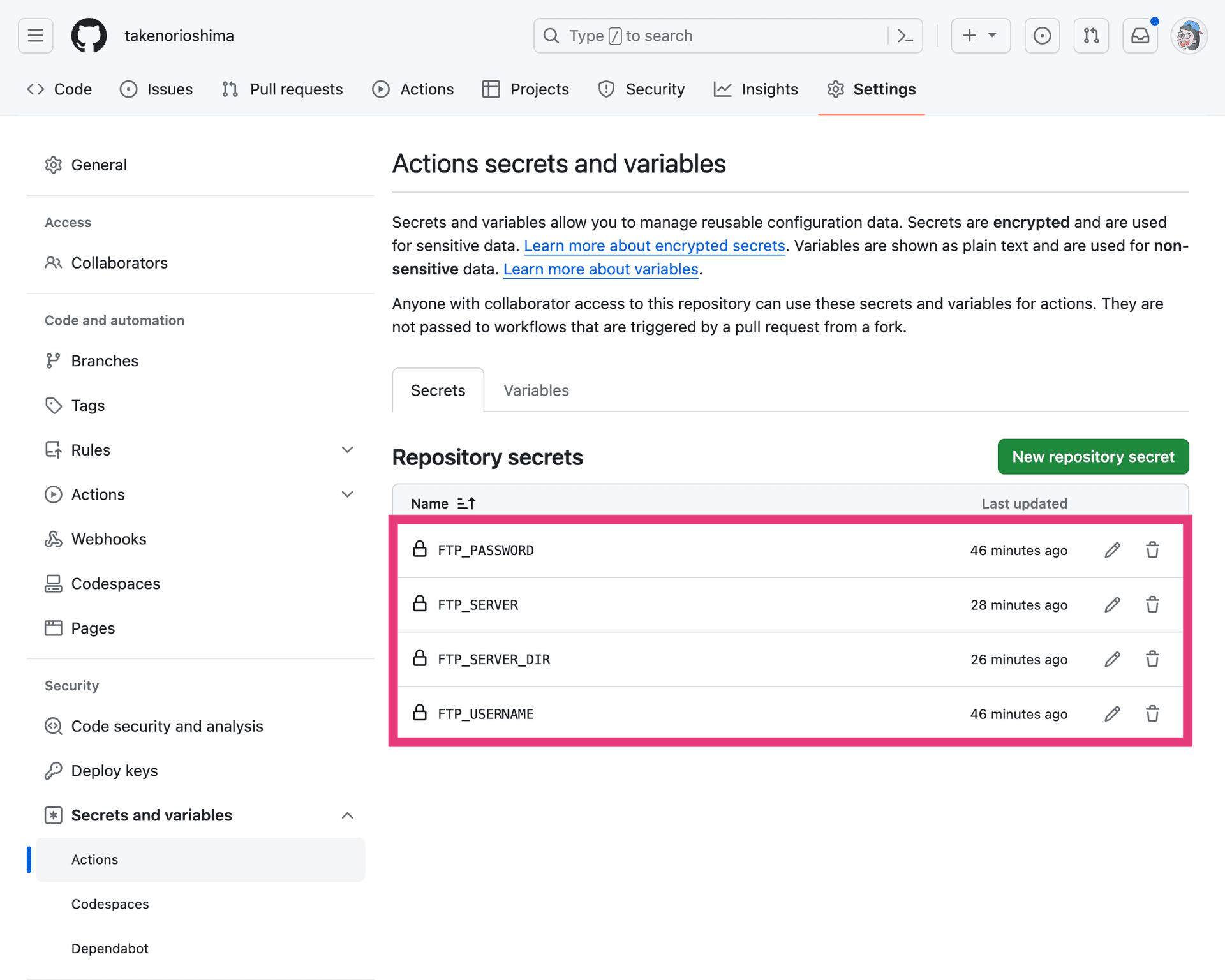 GitHub Settings